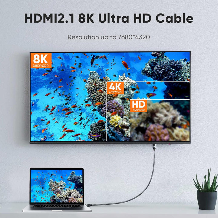 ARISKEEN 8K HDMI 2.1 Kabel 1M 2 Stück, 48Gbps High Speed Nylon Geflochtenes HDMI Kabel, Unterstützt