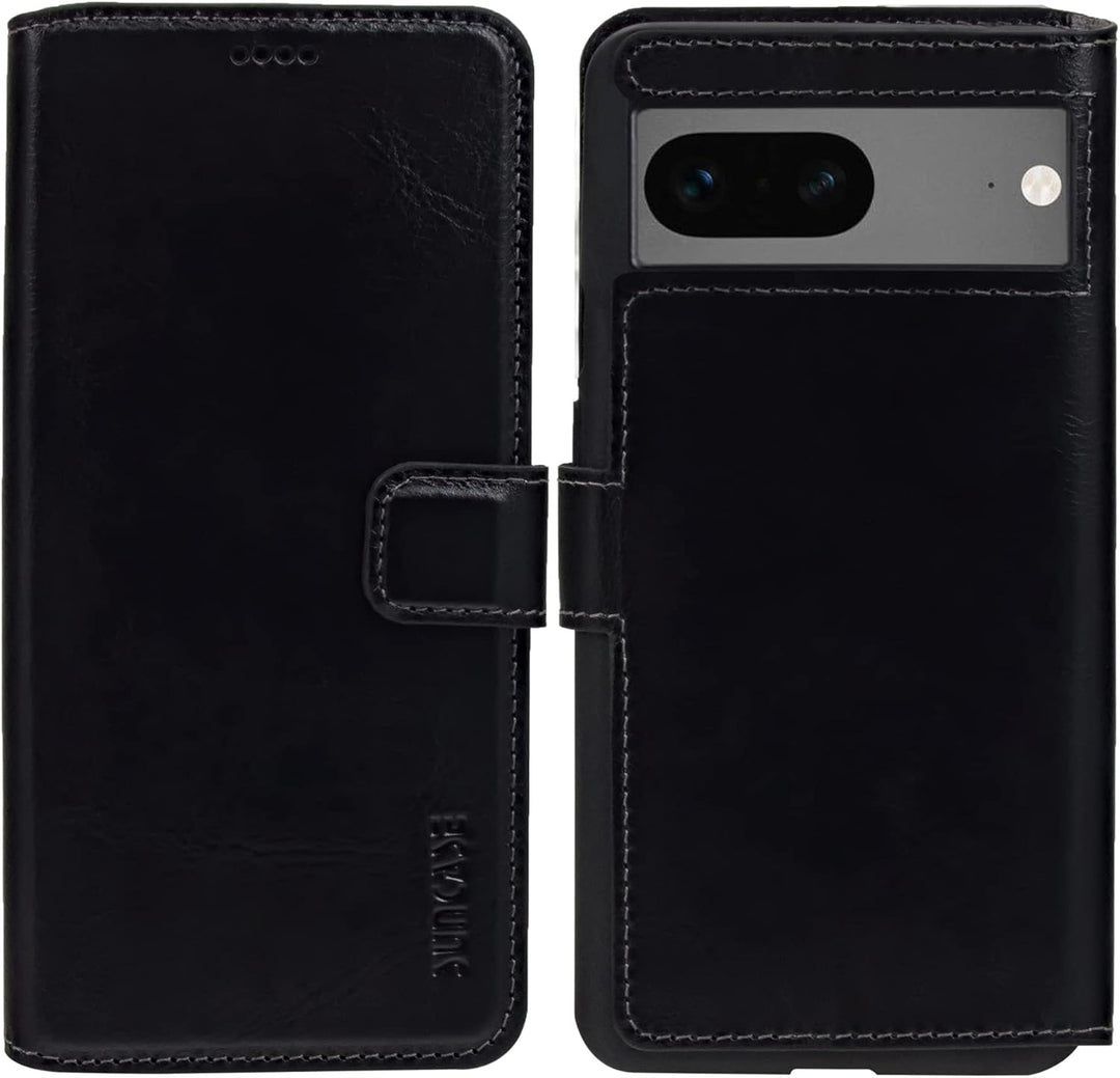 Suncase Book-Style Hülle kompatibel mit Google Pixel 7 5G Leder Tasche (Slim-Fit) Lederhülle Handyta