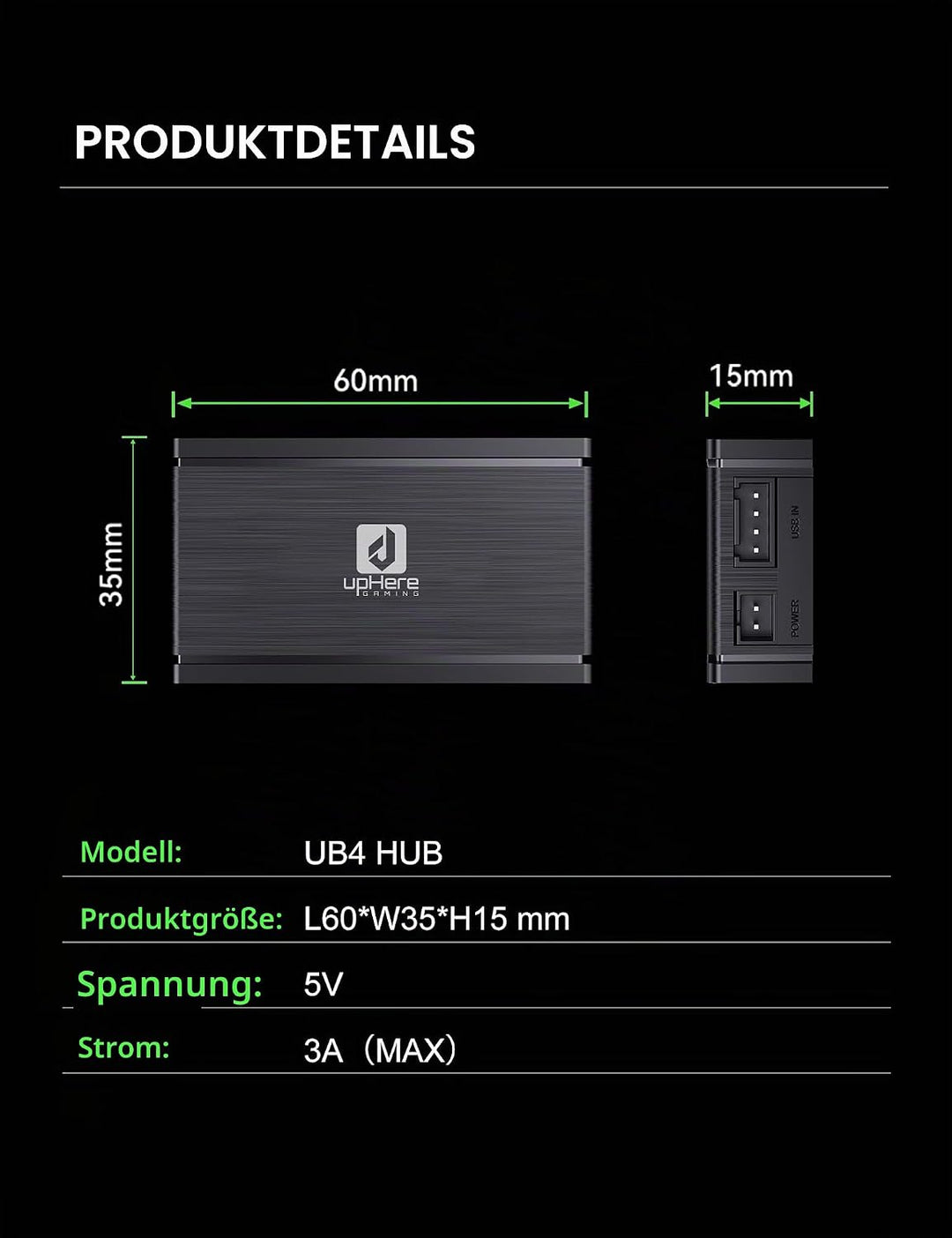 upHere USB 2.0 9-Pin Hub,1 zu 4 Mainboard Erweiterung,SATA Stromversorgung,Hochgeschwindigkeits-Date