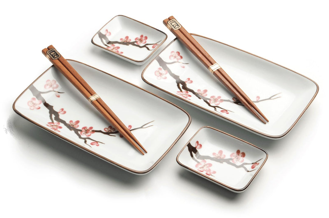 Luxus - Sushi-Set - Oriental Sakura - 6 Stück - Sushi Set - 2 Personen - Japanisches Geschirr - Inkl