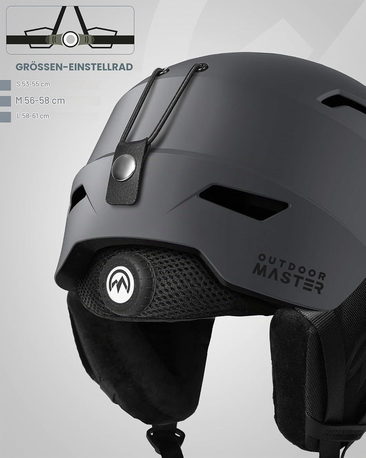 OutdoorMaster Skihelm-Set, Snowboard-Helm mit Brille für Erwachsene - 12 Belüftungsöffnungen - Skihe
