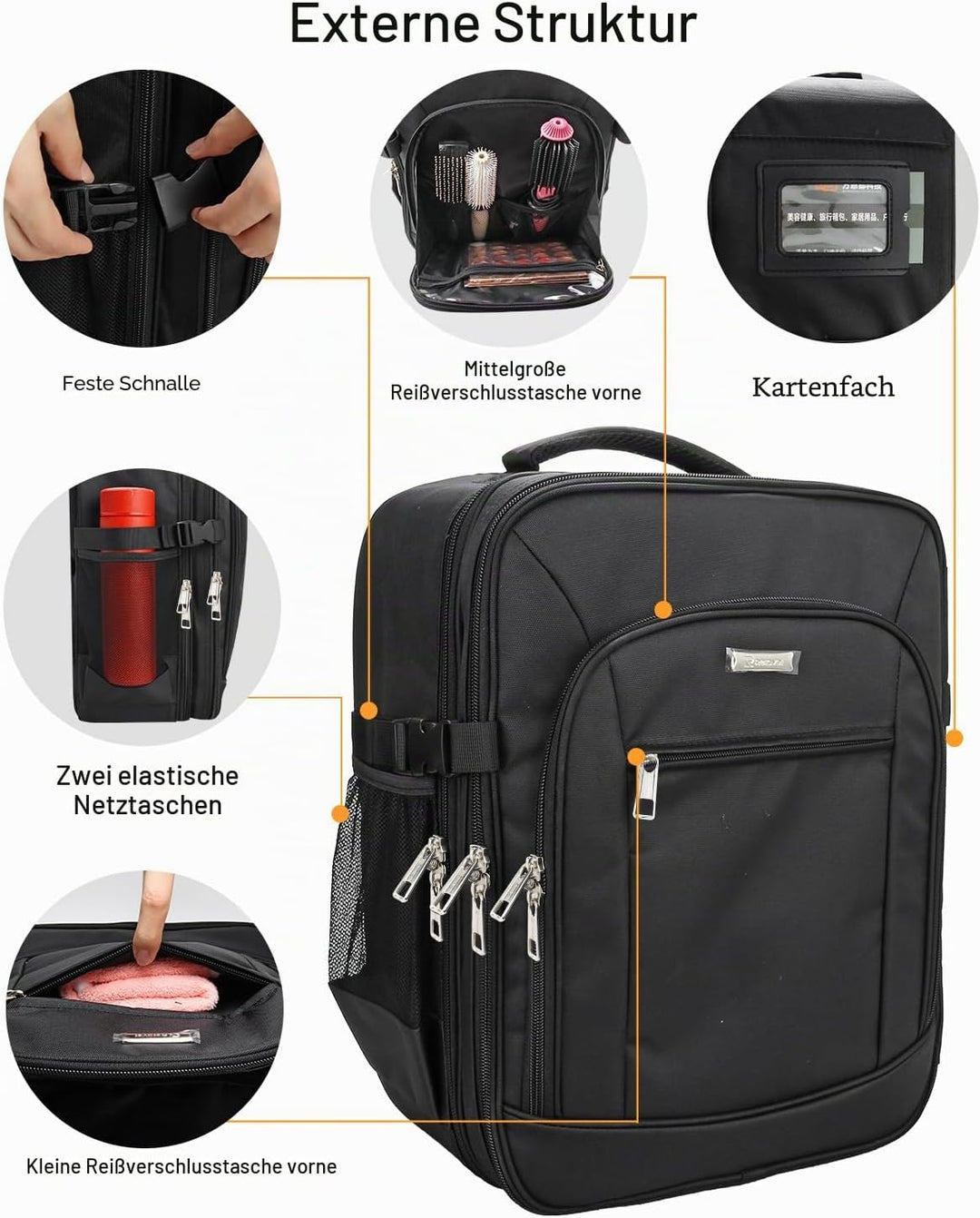 Kosmetikkoffer Rucksack Extra Grosser Beautycase Professionelle Reise Make-up Tasche für Frauen Schm