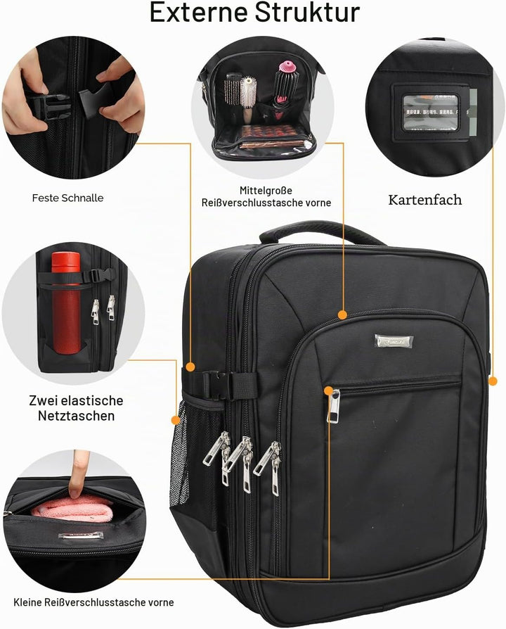 Kosmetikkoffer Rucksack Extra Grosser Beautycase Professionelle Reise Make-up Tasche für Frauen Schm