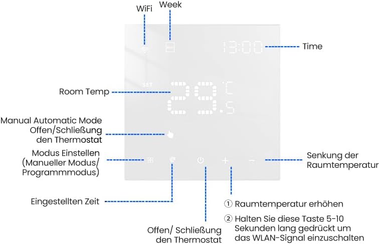 AVATTO Thermostat Für Wasser Fussbodenheizung und Gasboiler，Smart WiFi Thermostat Programmierbar Rau