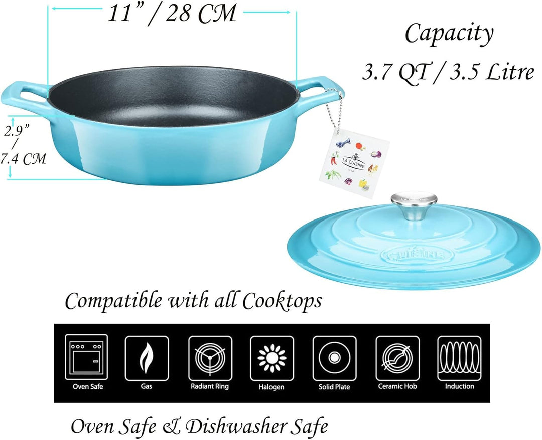 La Cuisine 3175MB Schmorpfanne Hoher Rand - 28cm Servierpfanne Induktion - Pfanne mit Deckel für all
