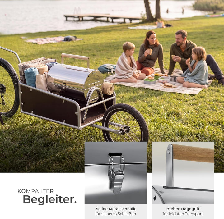 tectake® Edelstahlgrill, wetterfest, Doppel-Grillfläche 34 x 45 cm