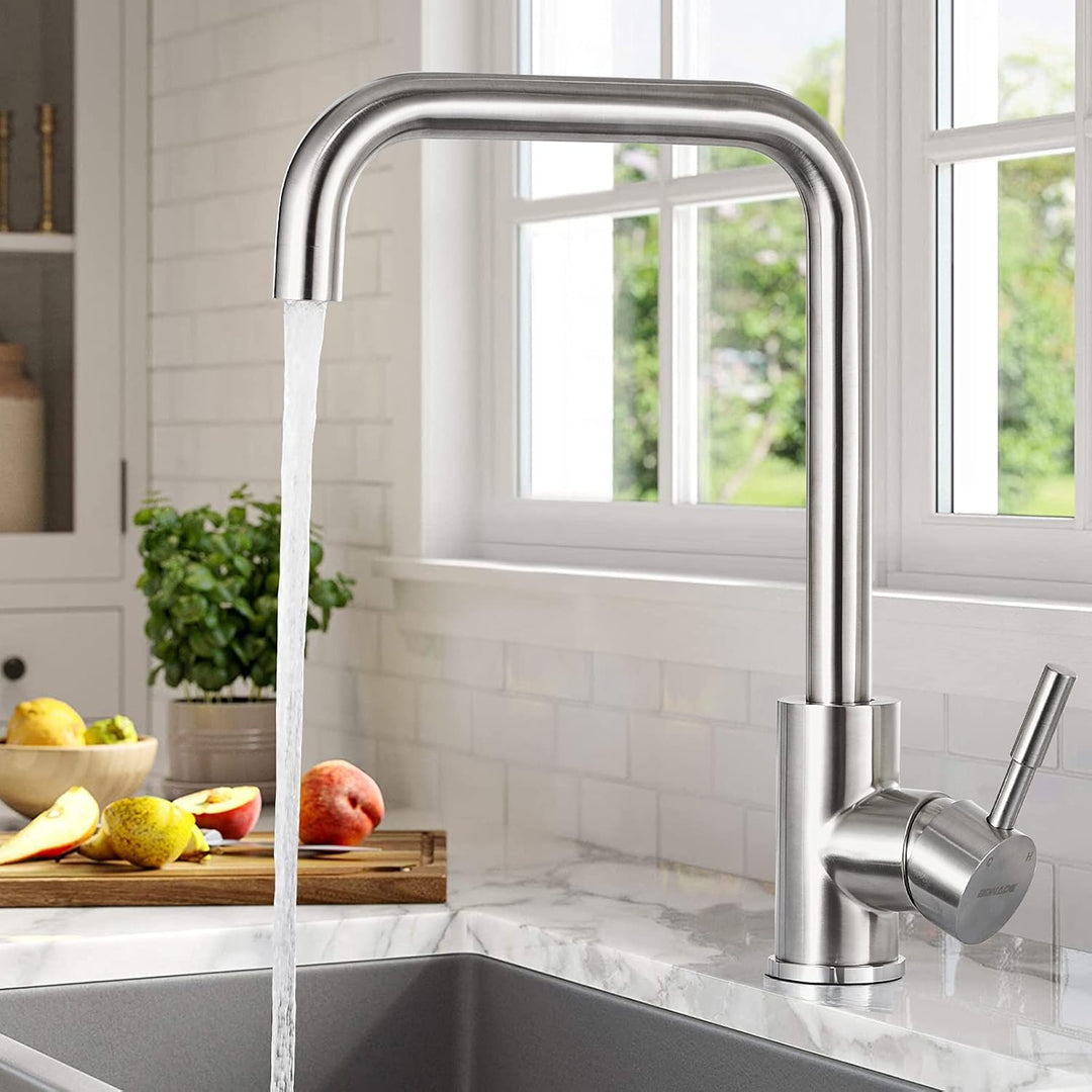 BONADE Niederdruck Armatur Küche Edelstahl, Küchenarmatur Niederdruck 360° Drehung, Spültischarmatur