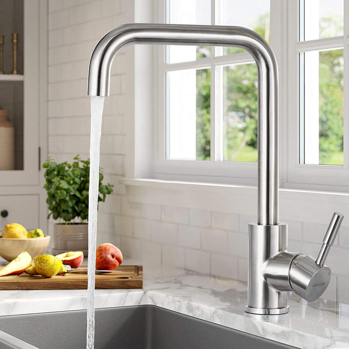 BONADE Niederdruck Armatur Küche Edelstahl, Küchenarmatur Niederdruck 360° Drehung, Spültischarmatur