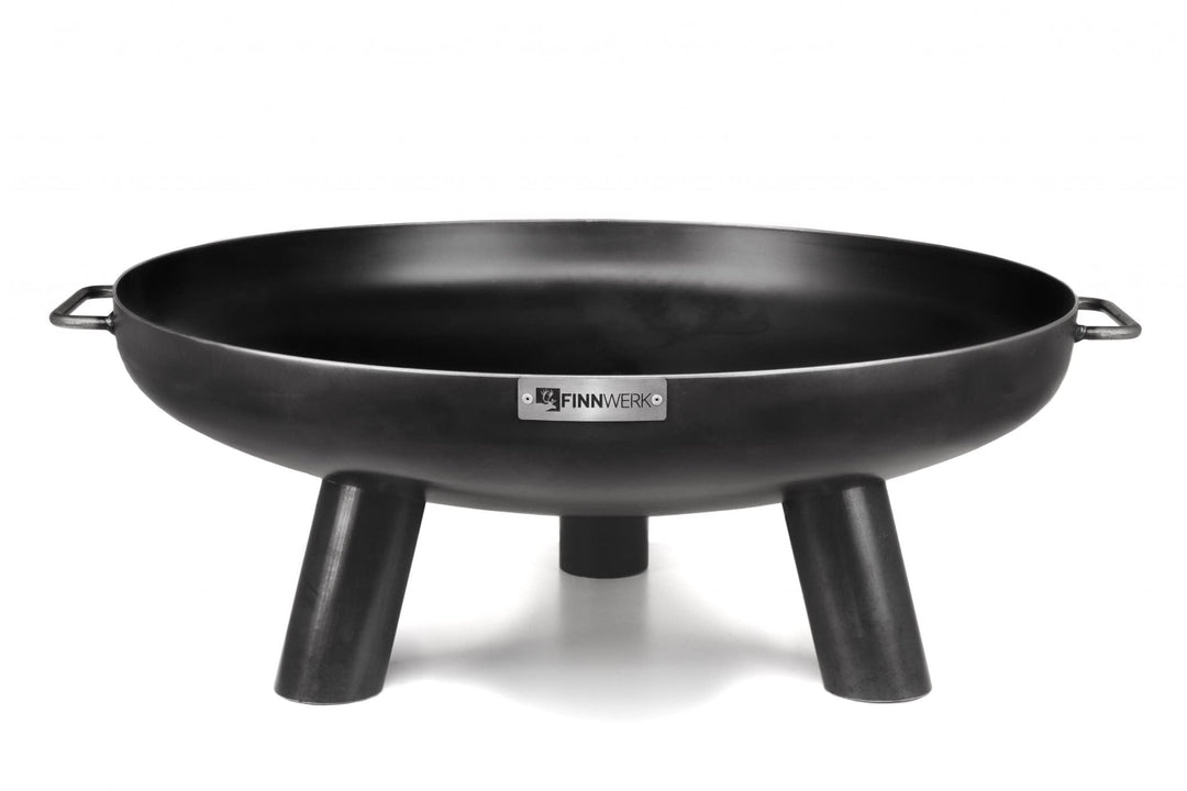 Finnwerk HARRI Feuerschale 80 cm - Massive und Dekorative Schwarze Feuerstelle - Grosse Feuerschalen