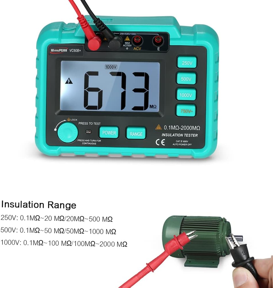 VISLONE VC60B+ LCD Digital Insulation Resistance Tester Megohm Meter Megohmmeter DC250V/500V/1000V A