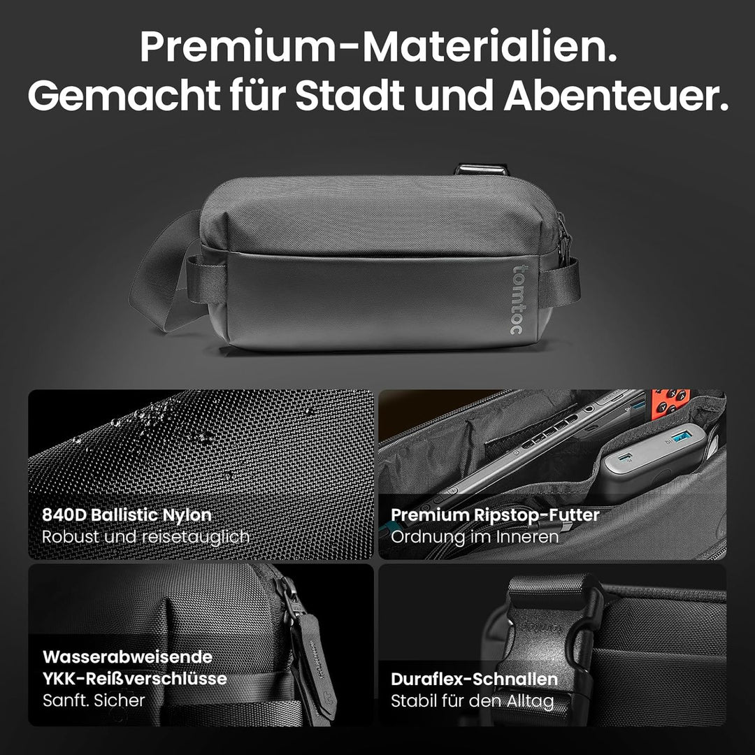 tomtoc Kompakt Sling Bag, 4L Minimalistisch Brusttasche Umhängetasche Schultertasche für Herren und