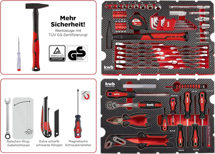 kwb Werkzeugkoffer / Werkzeug-Set, 80-teilig, Einhell E-Case-kompatibel, robust und hochwertig, idea