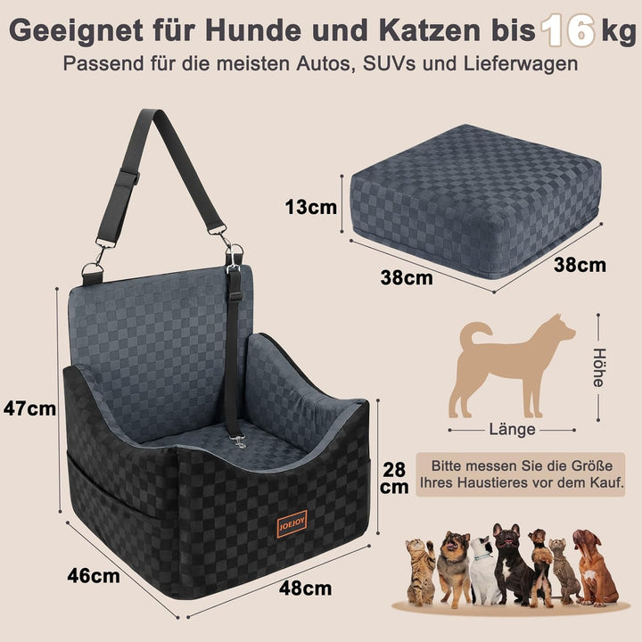 JOEJOY Hunde Autositz für kleine bis mittlere Hunde, Waschbarer Hundesitz Auto mit Aufbewahrungstasc