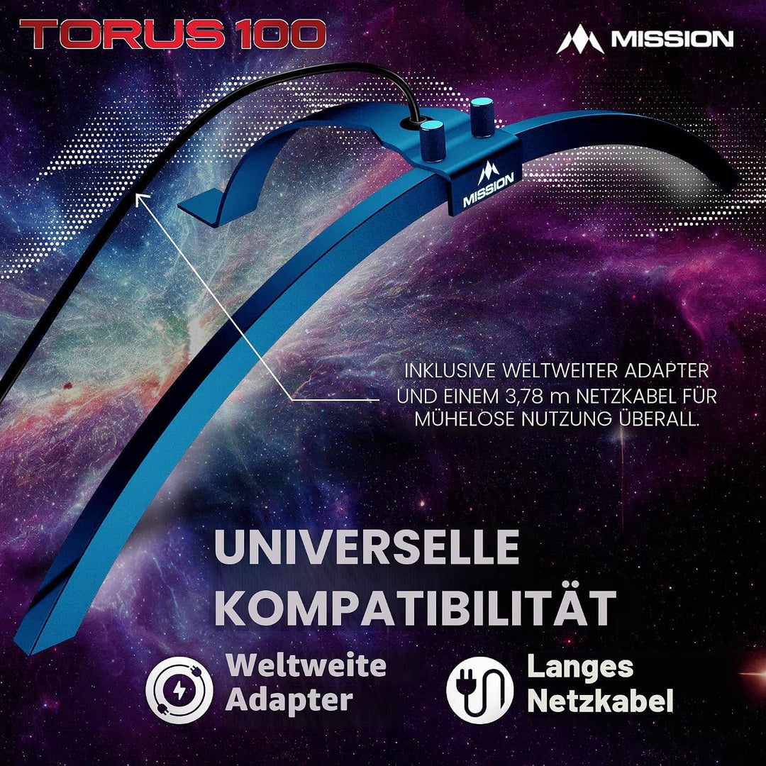 Mission Darts TOR100 Torus 100 | Dartscheibe LED klappbar tragbar Dartscheibe Reise Beleuchtungssyst