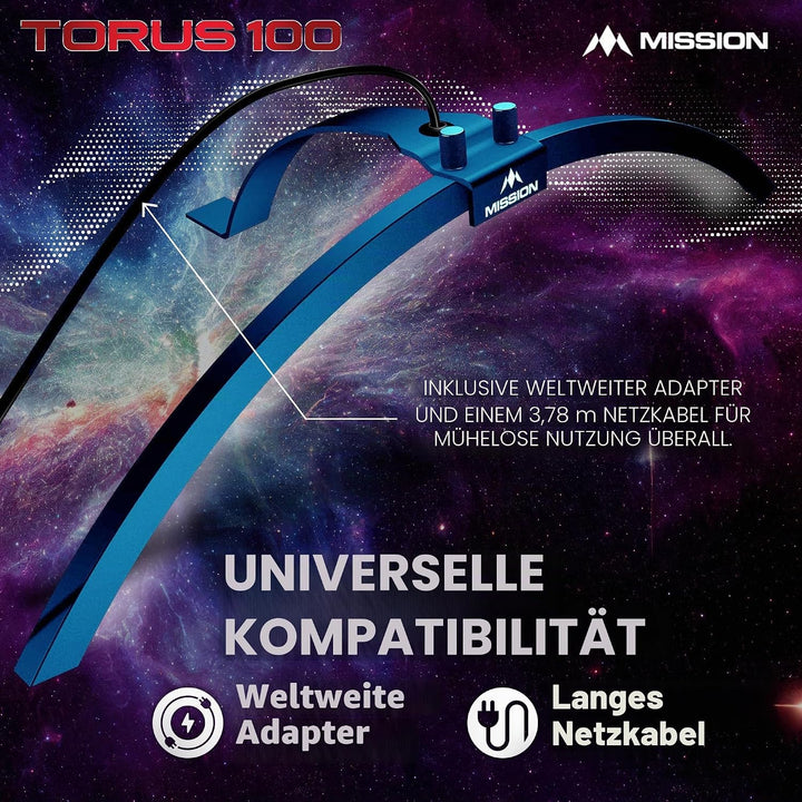 Mission Darts TOR100 Torus 100 | Dartscheibe LED klappbar tragbar Dartscheibe Reise Beleuchtungssyst