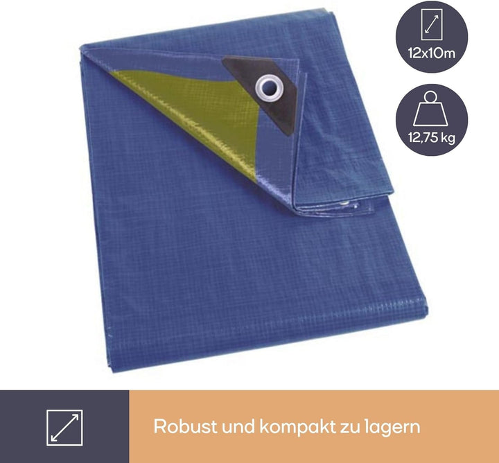 Perel 110-1012 Abdeckplane Stark, Blau/Khaki, 10 x 12 m
