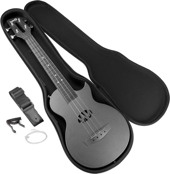 RockJam Carbon Fibre Ukulele with Case schwarz, schwarz