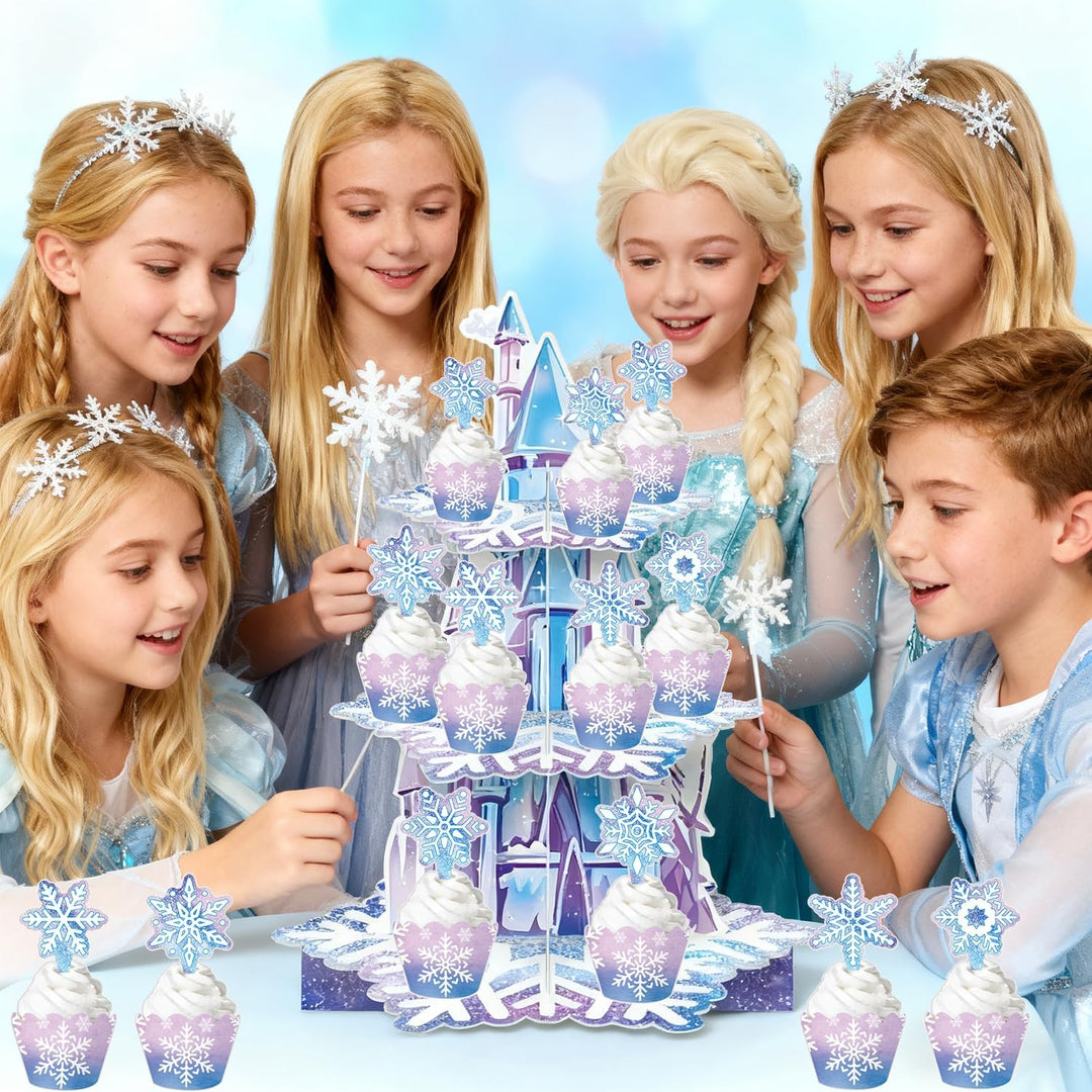 3 Schichten lila Schneeflocken Kuchen Regal, Schloss Thema Party, Dessert Regal, Schloss Geburtstags