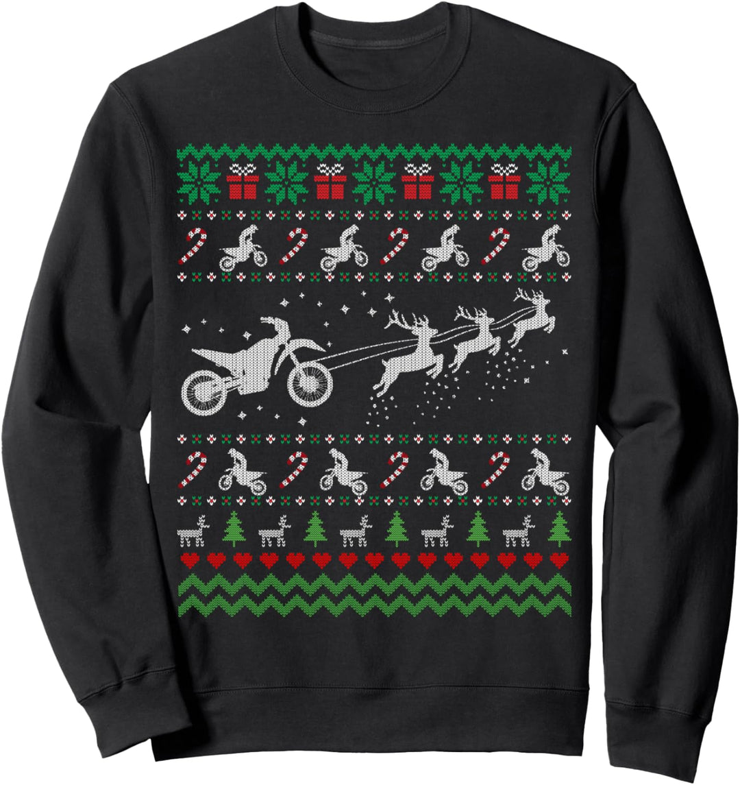 Funny Motocross And Reindeer Ugly Christmas Sweater Gift Sweatshirt