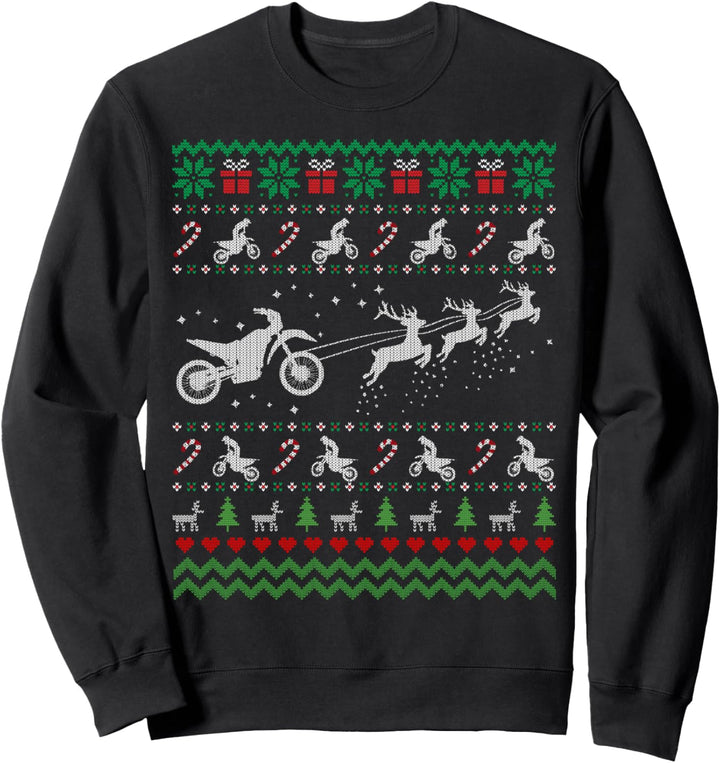 Funny Motocross And Reindeer Ugly Christmas Sweater Gift Sweatshirt