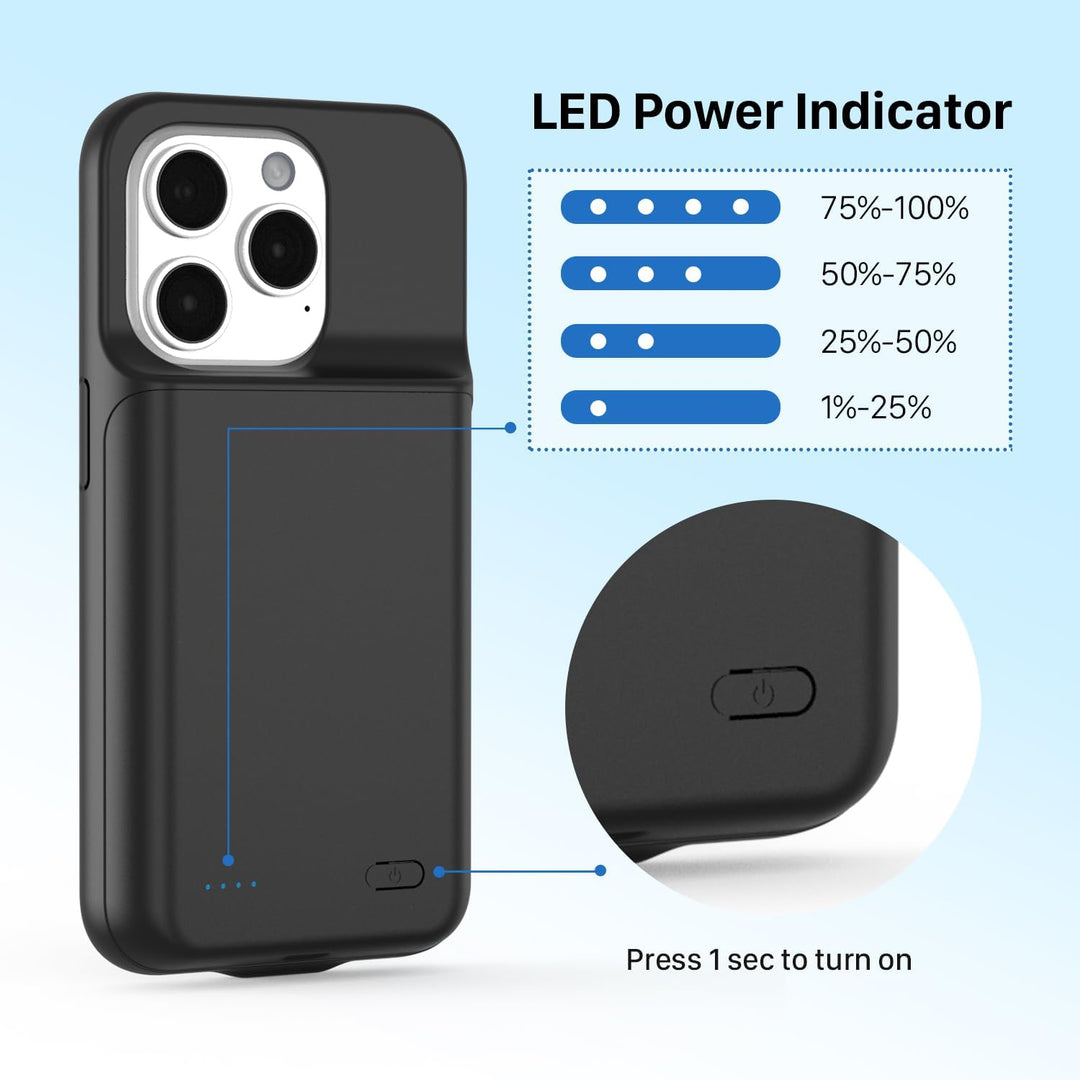 TQTHL Akkuhülle für iPhone 15 pro, [ 6800mAh ] Zusatzakku Ladehülle Akku hülle Handyhülle,wiederaufl