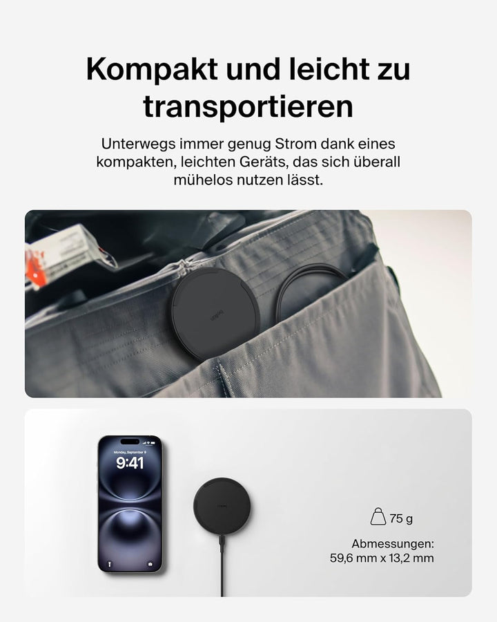 Belkin Kabelloses Ladepad (15 W) – Qi Ladegerät, Qi Ladestation für Apple iPhone 16, iPhone 15/14/13