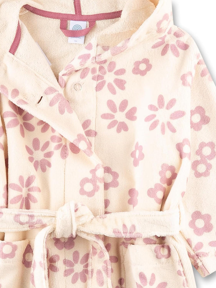 Sanetta Mädchen-Schlafanzug lang aus Nicki beige Blumen | Hochwertiger und bequemer Schlafanzug aus
