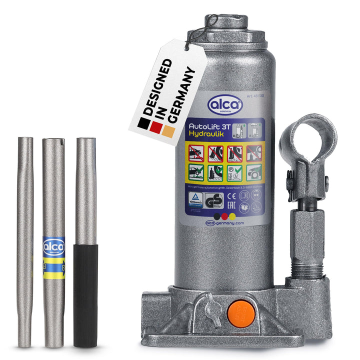 alca® Unterstellheber hydraulisch Wagenheber 3t Stempel-Wagenheber für SUV/PKW Hubhöhe 19,5-38cm