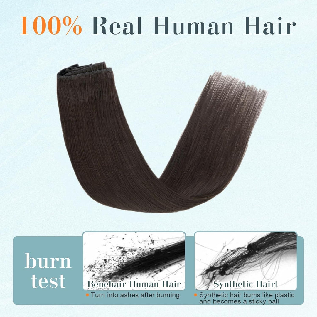 Benehair Clip in Extensions Echthaar, 8 Stück 100% Echtes Haar Extension 75g, Naturschwarz Haarverlä