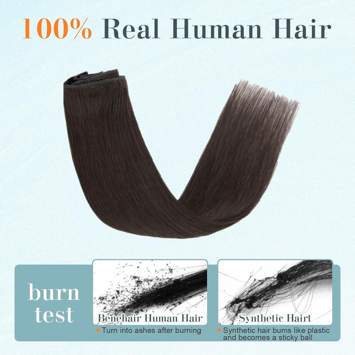Benehair Clip in Extensions Echthaar, 8 Stück 100% Echtes Haar Extension 75g, Naturschwarz Haarverlä