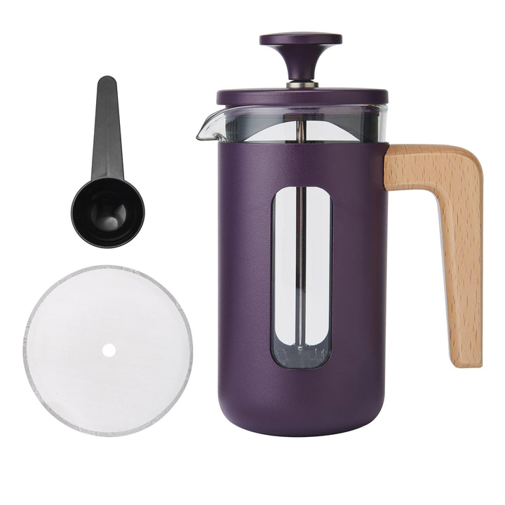 La Cafetière Pisa Kaffeebereiter für 3 Tassen, violett, langlebiger Edelstahl-Kolben, hitzebeständig