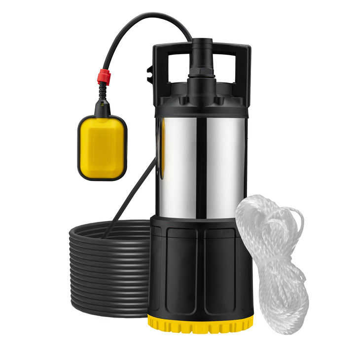 Wiltec Tauchpumpe mit Schwimmerschalter 1000 W, Tiefbrunnenpumpe bis 7 m Tiefe, Brunnenpumpe 30 m Fö