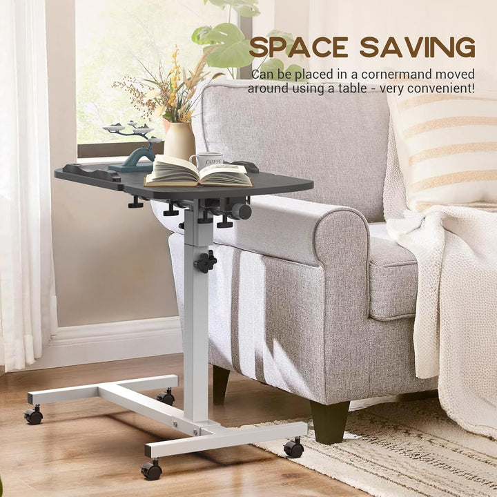 Soontrans Betttisch auf Rollen, 60×40cm, Laptoptisch Höhenverstellbar, Beistelltisch Bett mit Mehrer