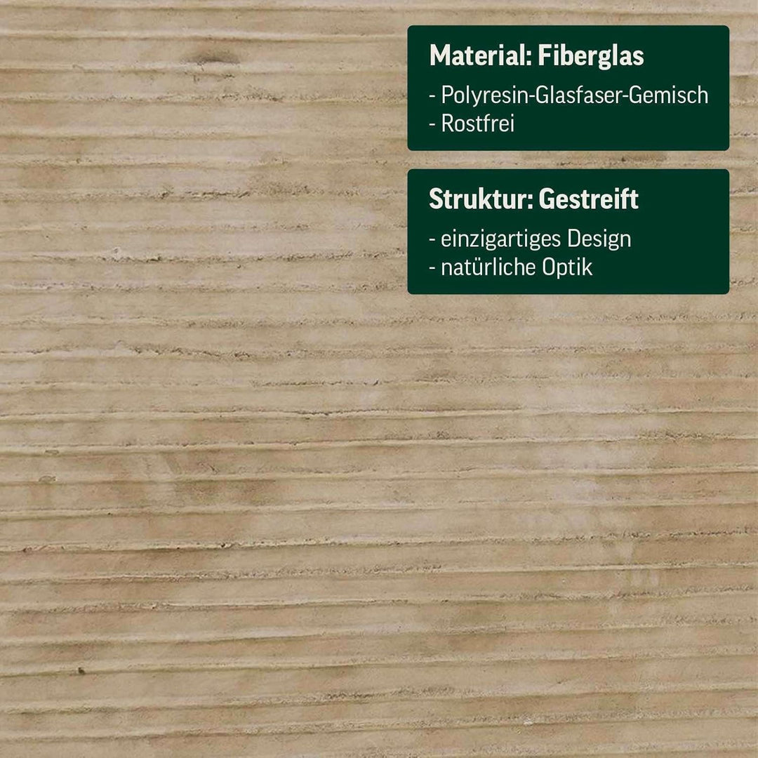 VIVANNO Pflanzkübel Blumenkübel aus Fiberglas Block 80 cm, Beige gestreift, 80x40x40 cm Beige Gestre