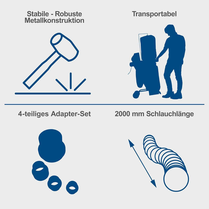 Scheppach DC500 Absauganlage inkl. 4 TLG. Adapterset | 550W Leistung | 75L Auffangsack | Absaugstutz