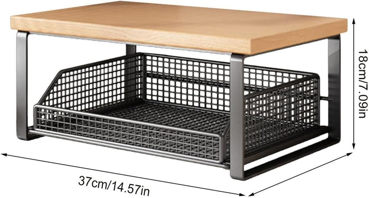 Mikrowellenregal für Arbeitsplatte, Ofenregal mit herausnehmbarem Aufbewahrungskorb, Kaffee-Bar-Orga