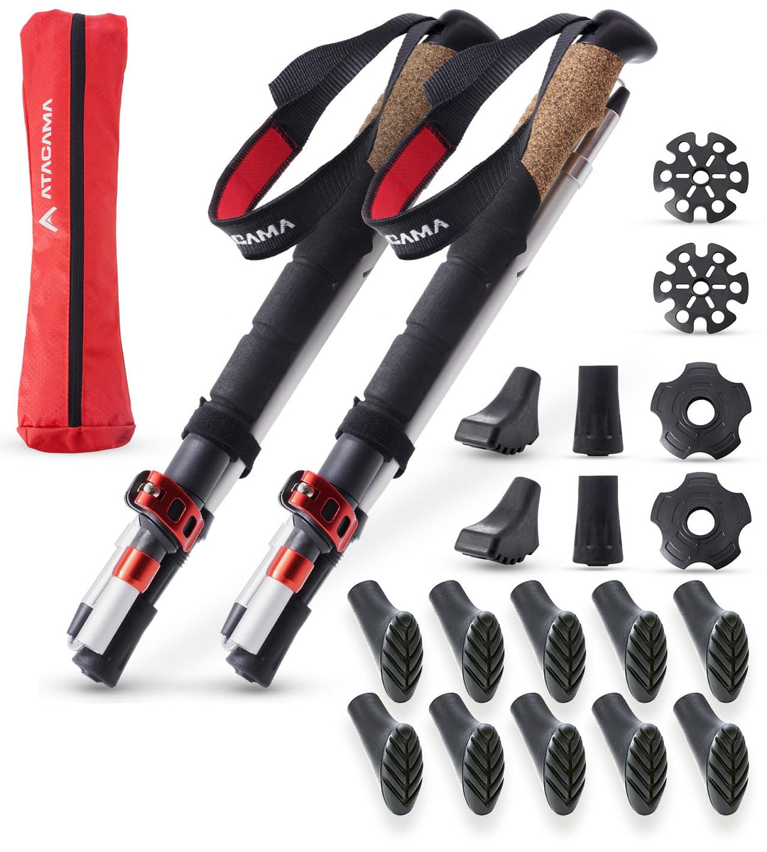ATACAMA Wanderstöcke verstellbar aus Carbon oder Aluminium mit Korkgriff | Ergonomische Nordic Walki