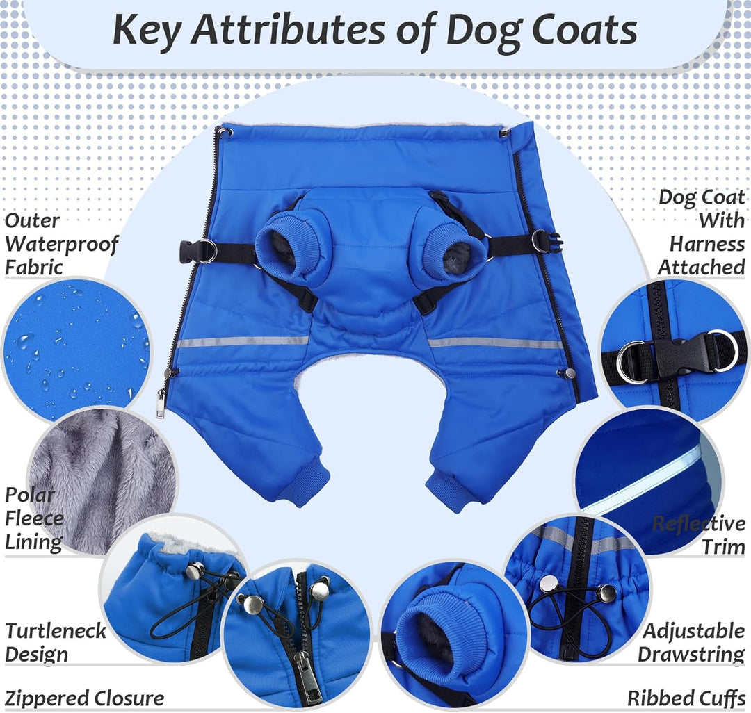 Wasserdichter Hundemantel, Hundejacke mit Geschirr, Wintermantel Hund für kleine Mittel Grosse Hunde