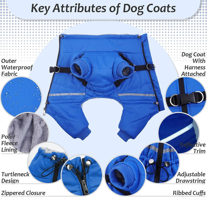 Wasserdichter Hundemantel, Hundejacke mit Geschirr, Wintermantel Hund für kleine Mittel Grosse Hunde