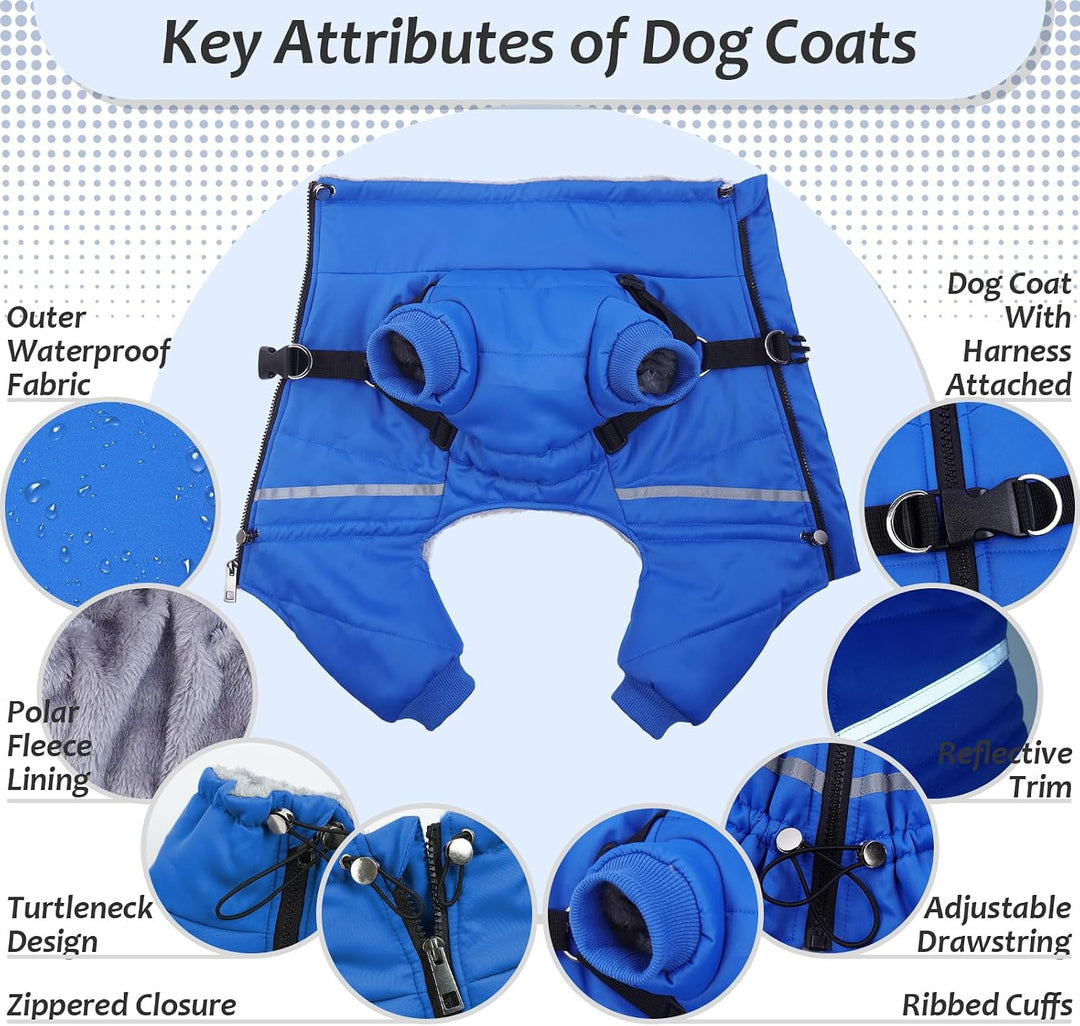 Hjyokuso Wasserdichter Hundemantel, Hundejacke mit Geschirr, Wintermantel Hund für kleine Mittel Gro