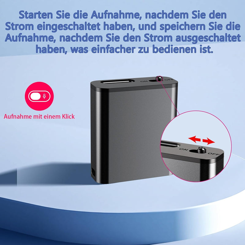 【Eingebauter Magnet Nur 0,95 cm dick】 Diktiergerät Mini,Aufnahmegerät Spionage,Spion abhörgerät,Spio
