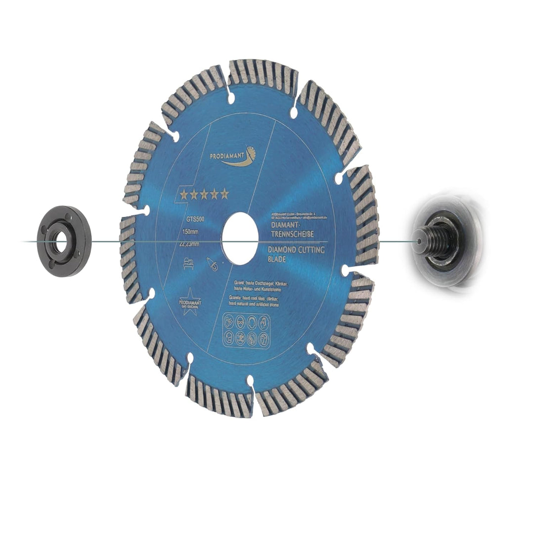 PRODIAMANT Fastcut Highspeed Diamant-Trennscheibe 150 mm x 22,23 mm für sehr harte Baustoffe wie Kal
