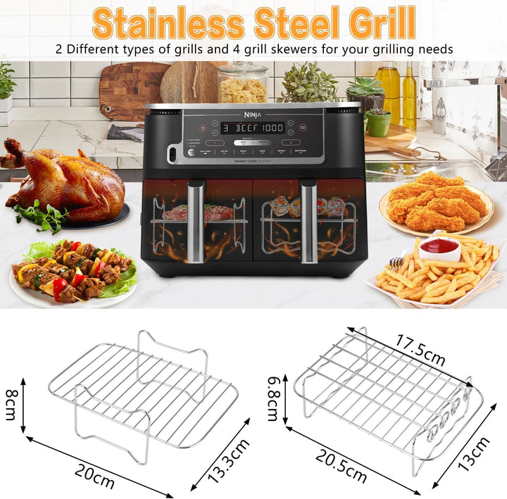 Heissluftfritteuse Zubehör für Ninja, Airfryer Zubehör für Ninja Foodi AF400EU AF451EU 9.5L Double S