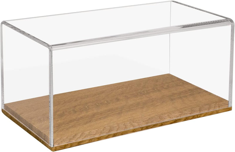 HMF 46873 Acryl Vitrine / Schaukasten mit Holzsockel für Modellautos | 30 x 15 x 14 cm | Transparent