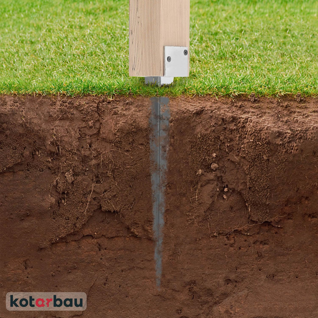 KOTARBAU® 4er Set L Pfostenträger zum Einschlagen - 500 mm - Einschlag Erdanker - 50 x 60 mm - Boden