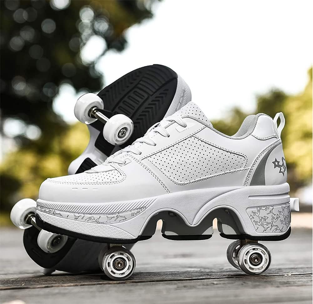 LDRFSE Schuhe mit Rollen, Rollschuhe Skateboard Schuhe Kinderschuhe Mit Rollen Skate Shoes Rollen Sc