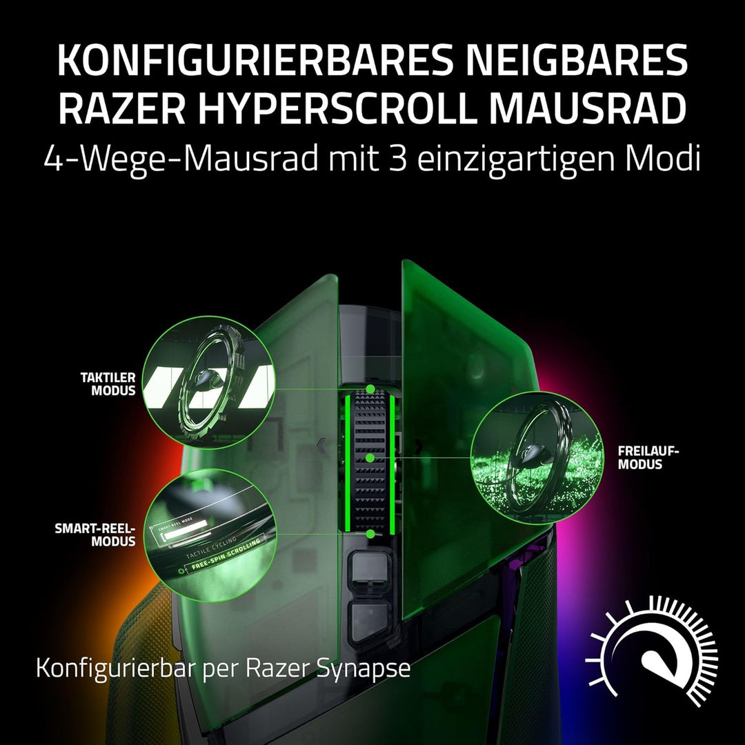 Razer Basilisk V3 Pro 35K Phantom Green Edition - Anpassbare kabellose ergonomische RGB-Gaming-Maus