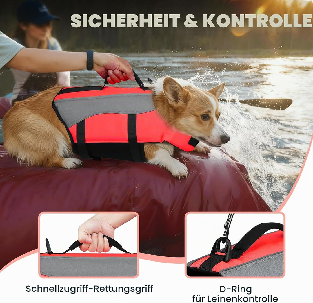 VIVAGLORY Front Float Schwimmweste Hund, Hundeschwimmweste für Bootfahren, Schwimmweste with Kopfstü