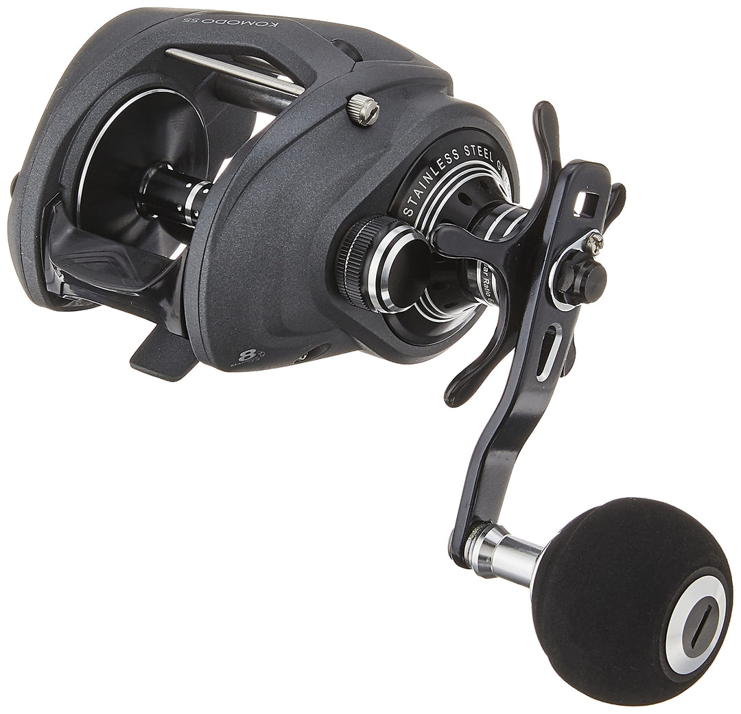 Okuma Komodo SS Baitcaster mit Aluminiumrahmen, Edelstahl, niedriges Profil Einheitsgrösse Power-Gri