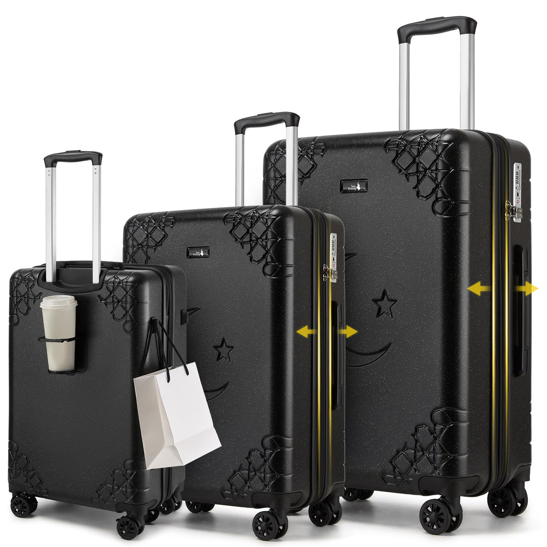 Sea choice Kofferset 3 Telig Hartschalen Erweiterbar Reisekoffer mit 4 Rollen Leicht Trolley Rollkof